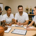 reunión, entrenadores, baloncesto, pretemporada, pre-temporada, temporada, inicio